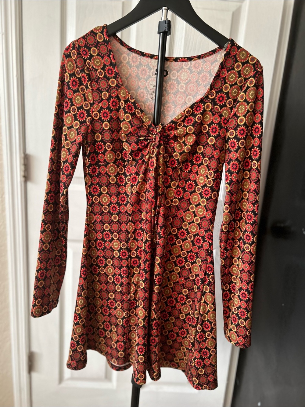 SO Goods for Life Retro Medallion Empire Waist Mini Dress